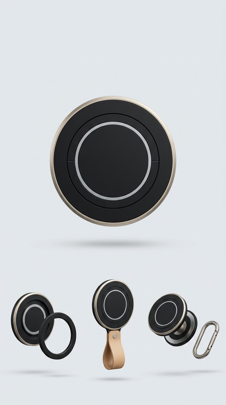 Magnetic phone grip in matte black